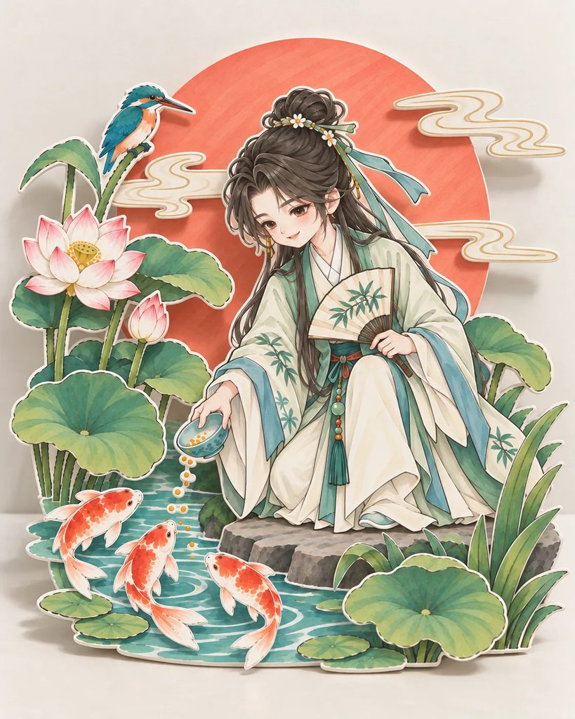 荷塘观鱼课效图